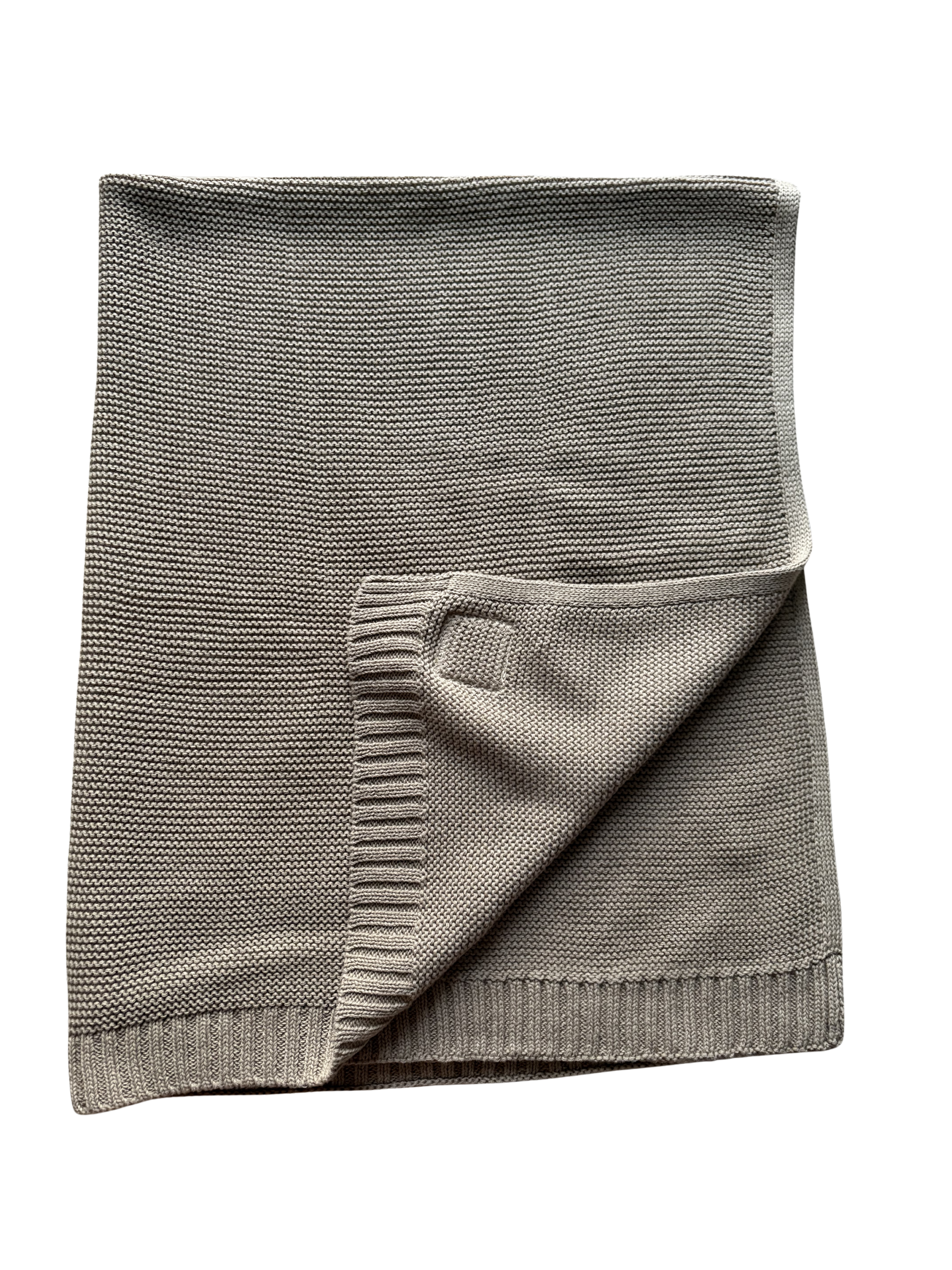 Stickad bomullsfilt - beige