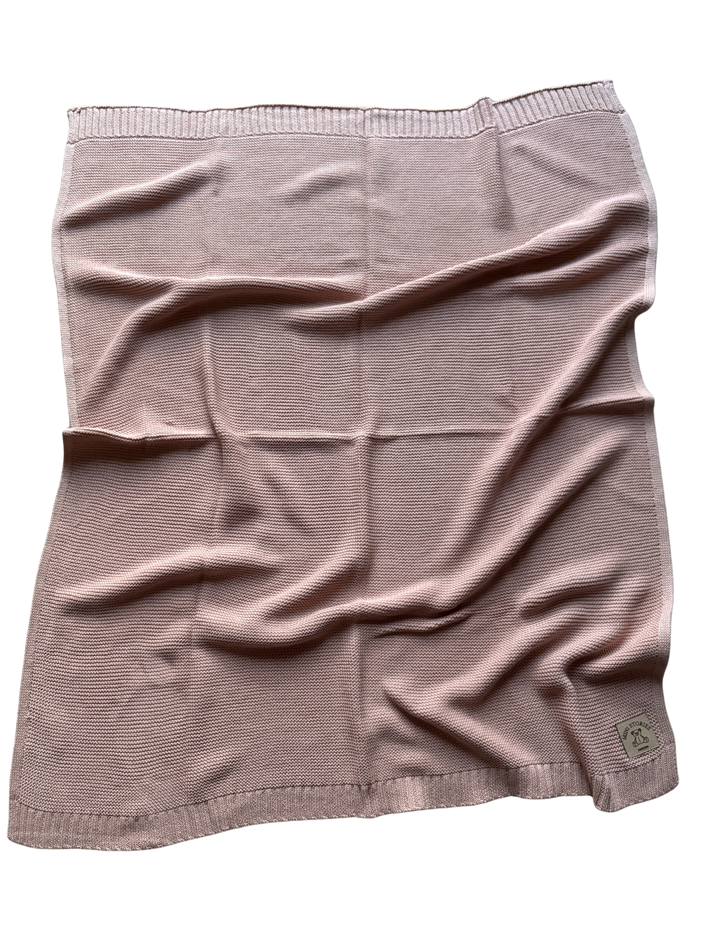 Stickad bomullsfilt - rosa