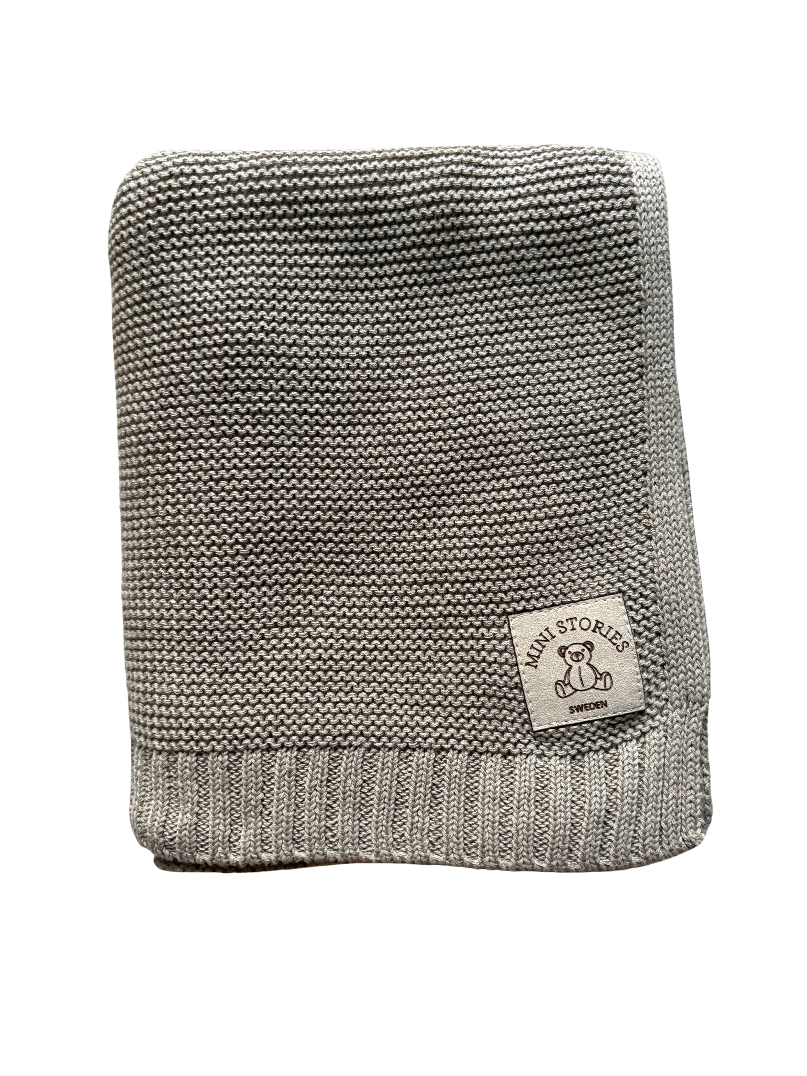 Stickad bomullsfilt - beige