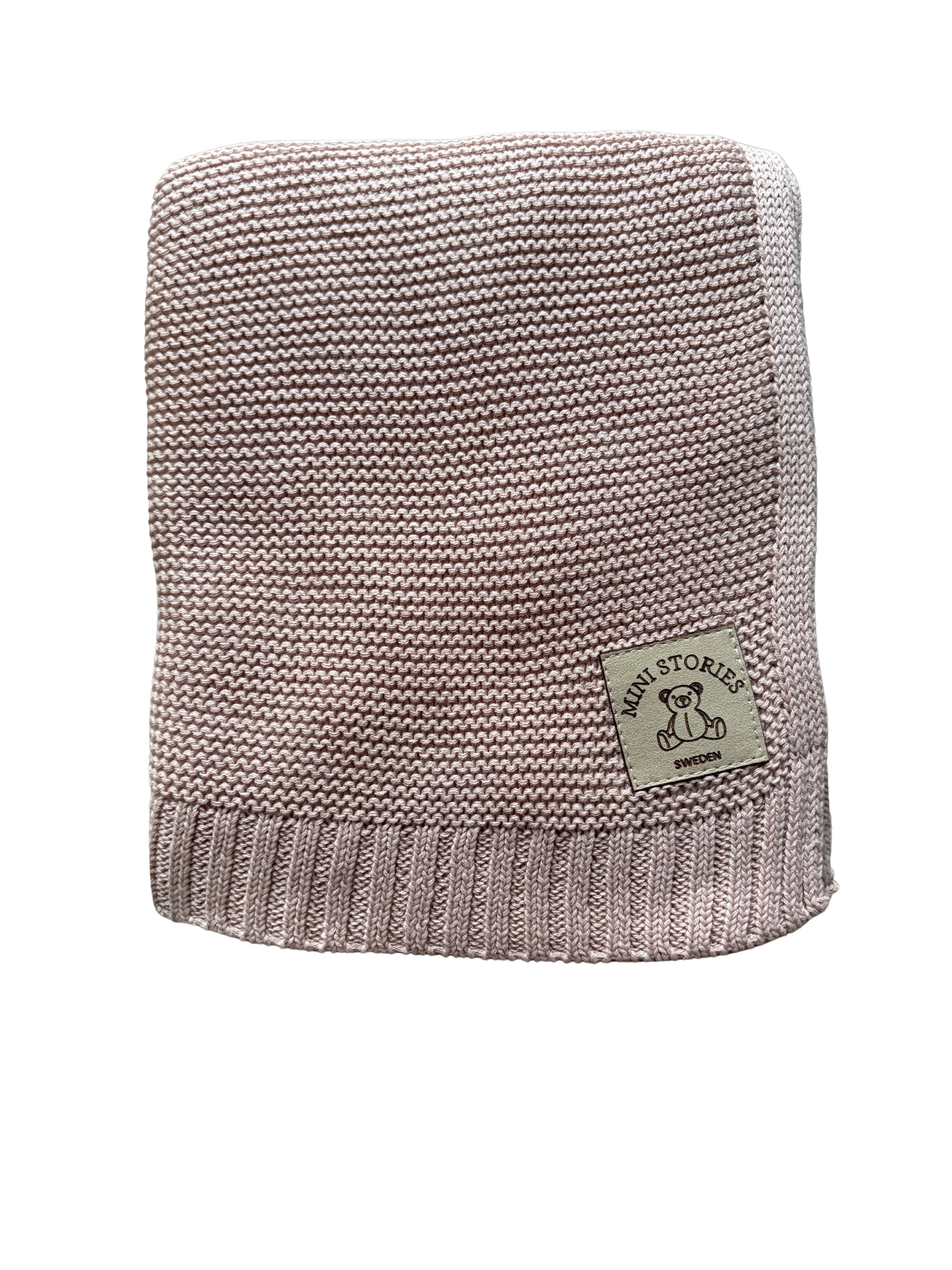 Stickad bomullsfilt - rosa