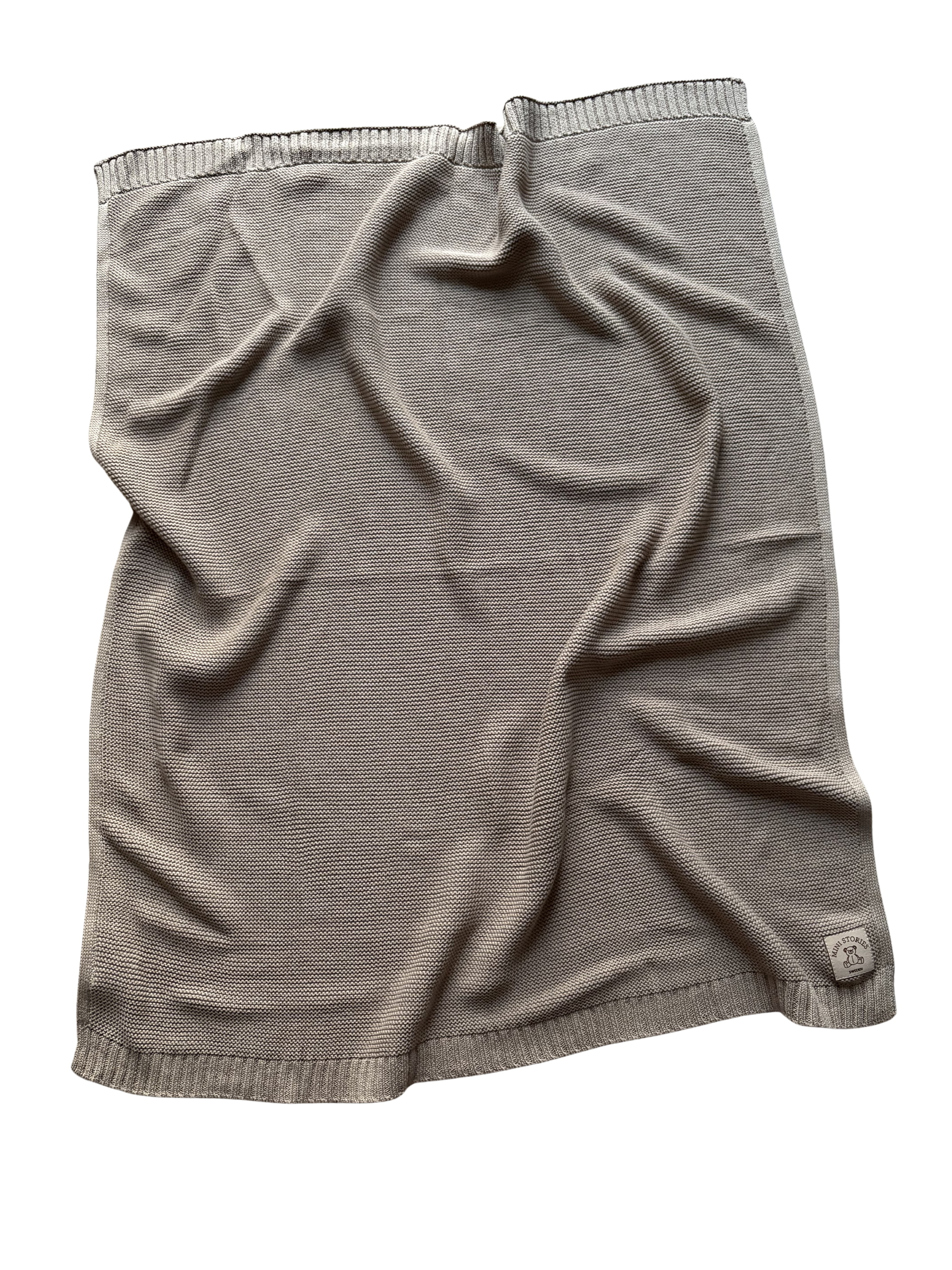 Stickad bomullsfilt - beige