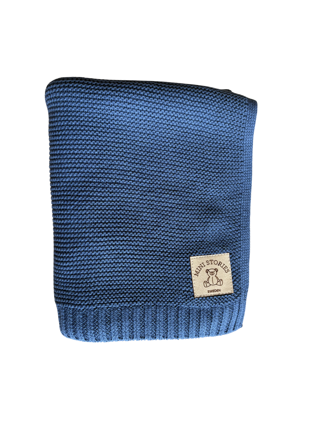 Stickad bomullsfilt - denim blå