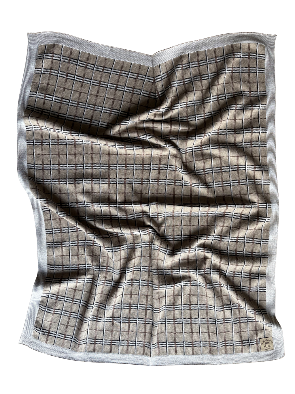 Bomullsfilt - Rutig beige