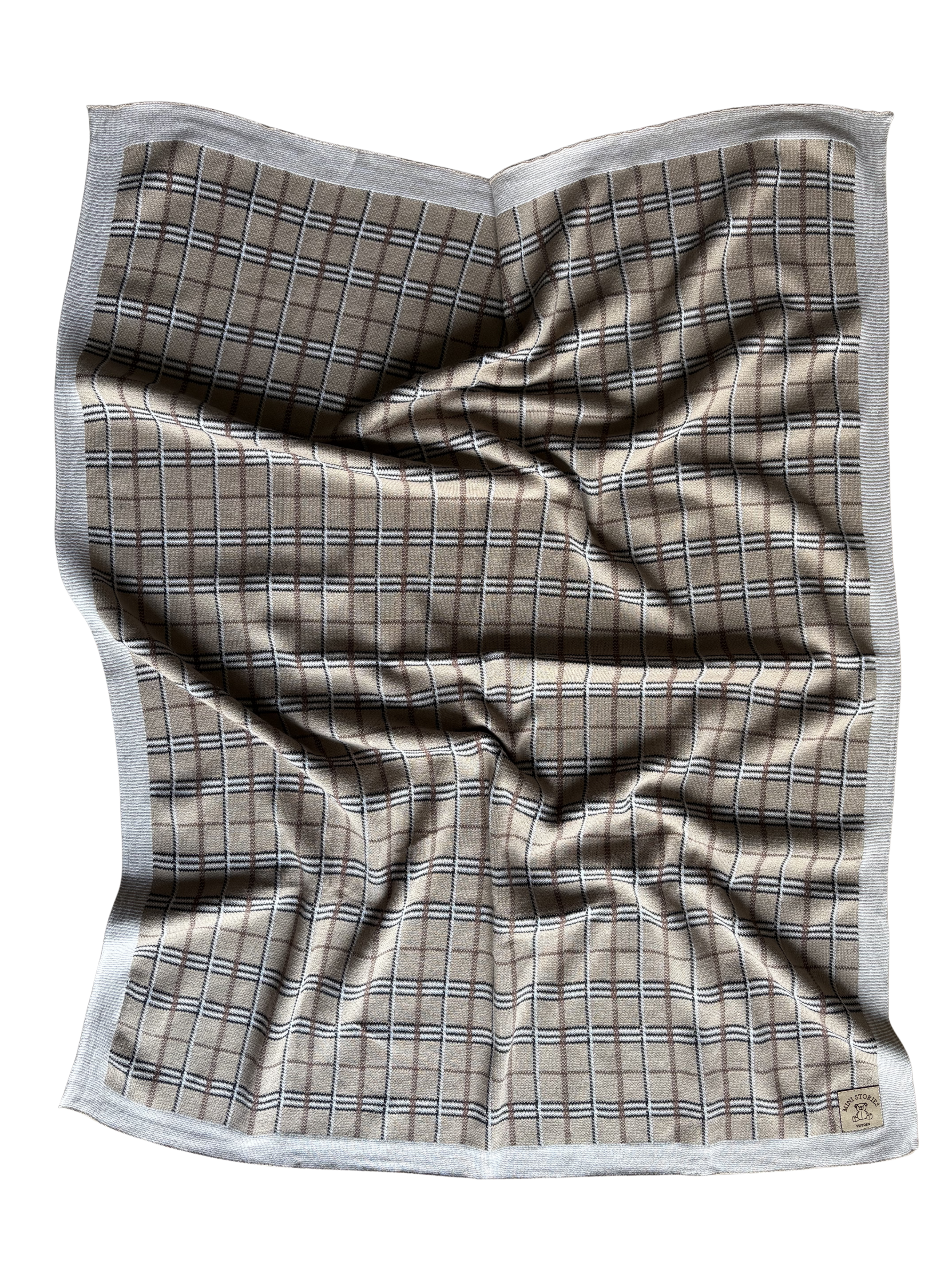 Bomullsfilt - Rutig beige